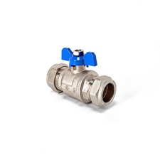2 x 15mm Full Bore Compression Ball Valve with Butterfly Handle TR15BBV