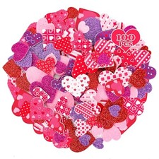 100 PCS Valentines Stickers, Self-Adhesive Foam Heart Stickers Multicolor3