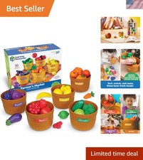 Farmer's Market Color Sorting Set - Engaging Pretend Play Food for Toddlers 1-3
