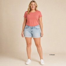 Sonoma Mid Rise Cuffed Denim Shorts Women 16 Light Wash Comfort Mom Stretch