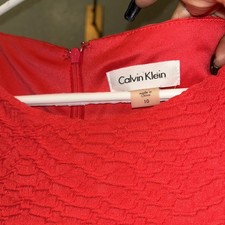 CALVIN KLEIN Women's Sleevelles Sheath Dress coral US Size 10 stretch. 