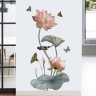 Living Room Wall Decor Lotus Flower PVC Sticker for Clean Smooth Surfaces