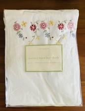 Pottery Barn Picnic Embroidered Floral Bed Skirt Full Bed 54" x 76" New in Bag