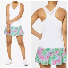 Lilly Pulitzer Luxletic Ruah Bra Tank Women  s Medium White EUC