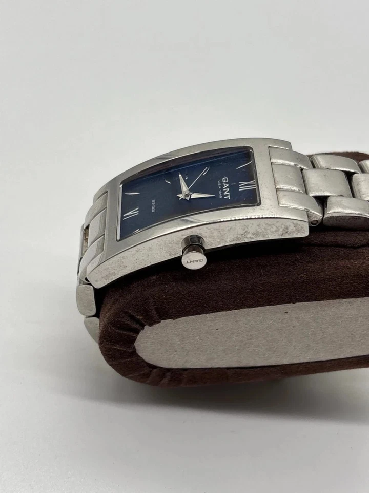 Montre Gant USA 1949 Swiss Homme Acier Cadran Bleu Pile Neuve Révisée A10 - Photo 3/4