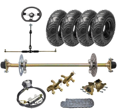 #ad 29quot; Go Kart Rear Axle Kit Front Steering 6quot; Wheels Combo For ATV Quad Golf Buggy $473.76