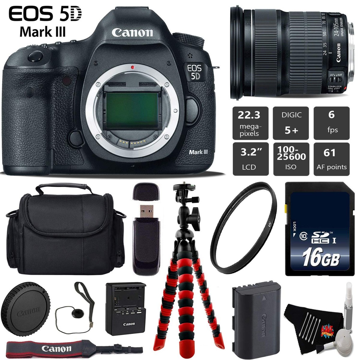 Canon EOS 5D Mark III 22.3MP Digital SLR Camera - Black