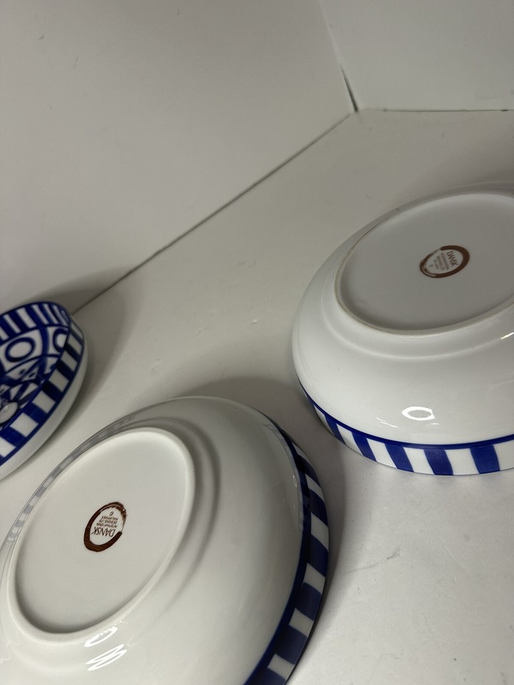 4x DANSK ARABESQUE Blue & White Salad Pasta Bowl BOWLS 8" Cereal