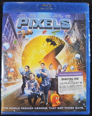 Pixels (Blu-ray, 2015) Adam Sandler Kevin James Sealed Brand New
