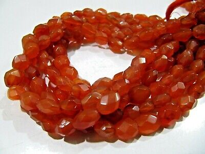 Top Quality Natural Carnelian Dark Faceted Beads Rondelles Gemstone Strand 13" 