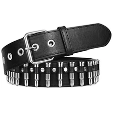 Black Studded Belt,Y2K Silver Metal Grommet Belt for Men Women Punk Rock Style