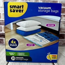 New 20 Pc VARIETY PACK Vacuum Storage Bags FREE Hand Pump - Smart Space Saver