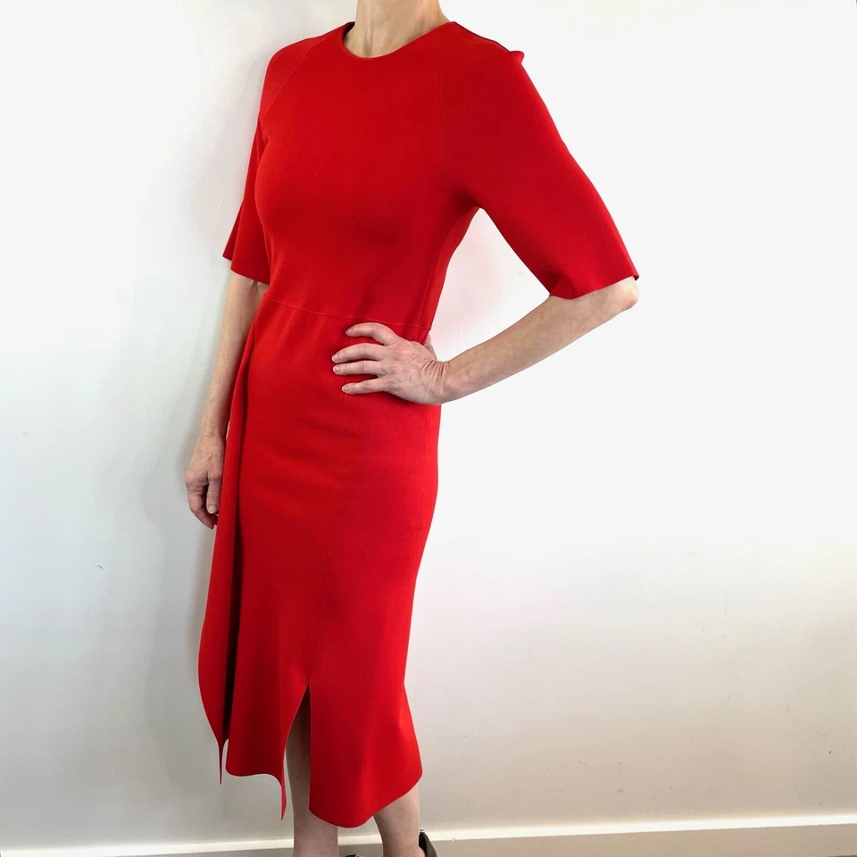 Vestido midi con volantes tejido crepé rojo talla 44 (12) Stella McCartney diseñador de lujo Foto 3 de 4