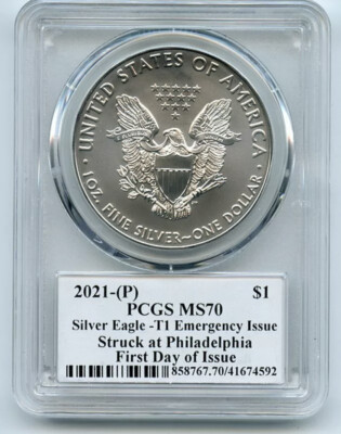 2021 (P) $1 Emergency Issue American Silver Eagle PCGS MS70 FDOI