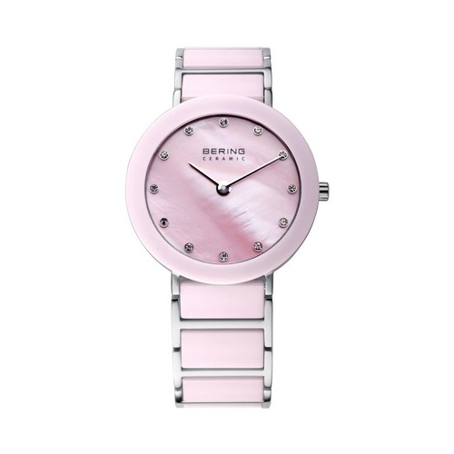 Bering Time Ceramic Silver Steel and Pink Ceramic Links Women's Watch. 11422-999 - 第 1/6 張圖片