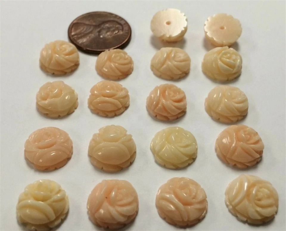 1 винтажная подлинная раковина ручной работы цветок розы кабошон камея E185 - Изображение 4 из 4