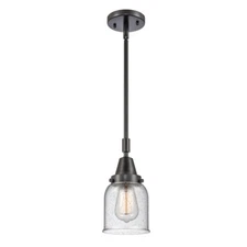Innovations Bell 1 Light 5" Mini Pendant, LED, Black/Seeded - 447-1S-BK-G54-LED
