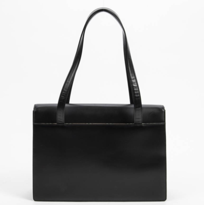 BURBERRY BLACK LEATHER VINTAGE FLAP TOTE BAG PURSE | eBay