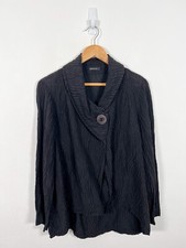 Grizas Jacket Women Large Black Lagenlook Linen Silk Draped Crinkle Lightweight
