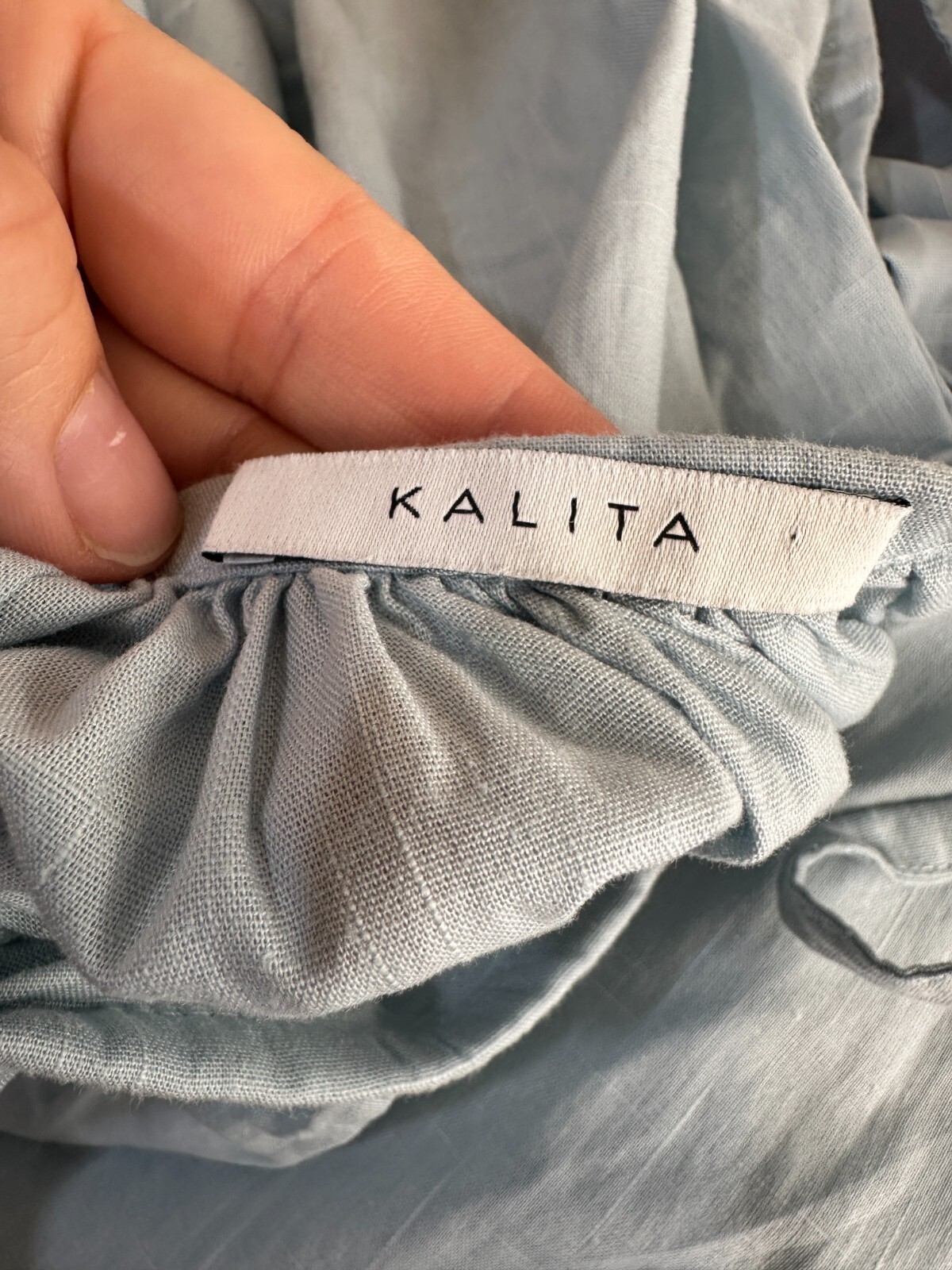 Kalita Andromeda Days Blue Maxi Dress Size XS/S Oversized Ruffle Cap Sleeve Tie