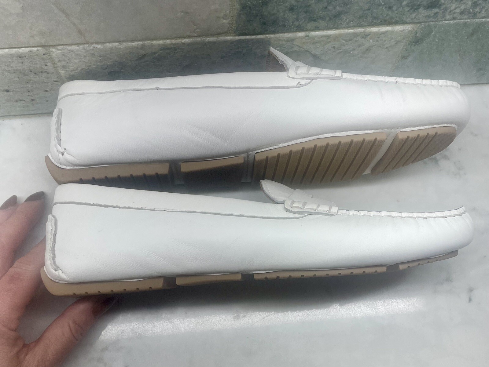 Flag Ltd White Hand Sewn Nappa Glove Leather Penny Loafer