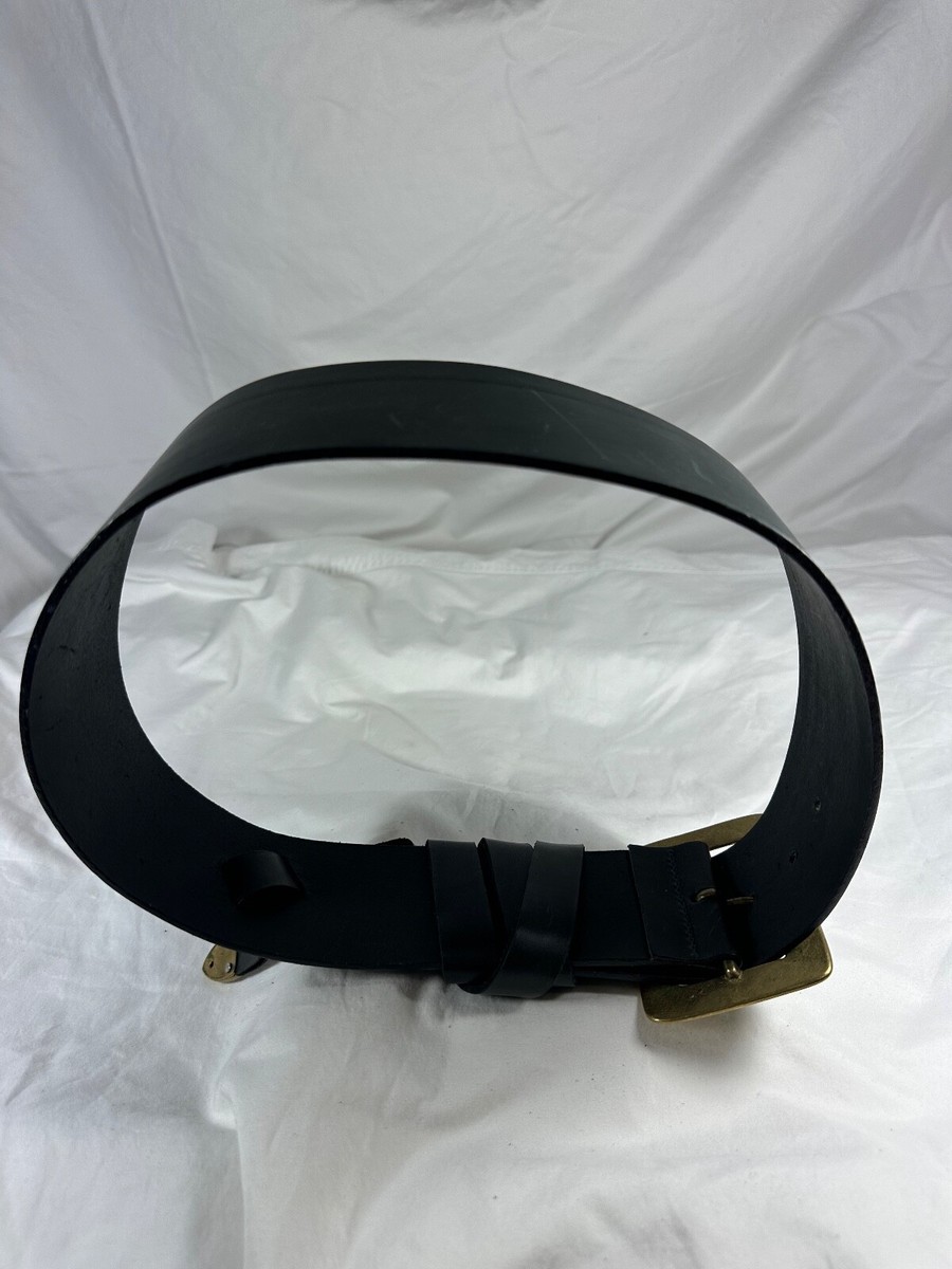 Genuine BORBA MARGO wide black leather belt with side buckle