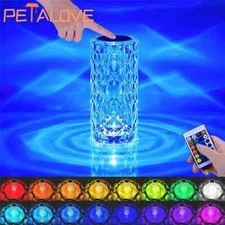 16 Colors Touch Night Light LED Crystal Table Lamp Rose Light Projector Romantic