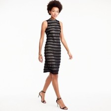 J. Crew Womens Dress Size 8 Black Fringe Sheath G1532