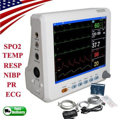 8 Inch Patient Monitor 6 parameter ECG NIBP RESP TEMP SPO2 PR ICU CCU Vital Sign