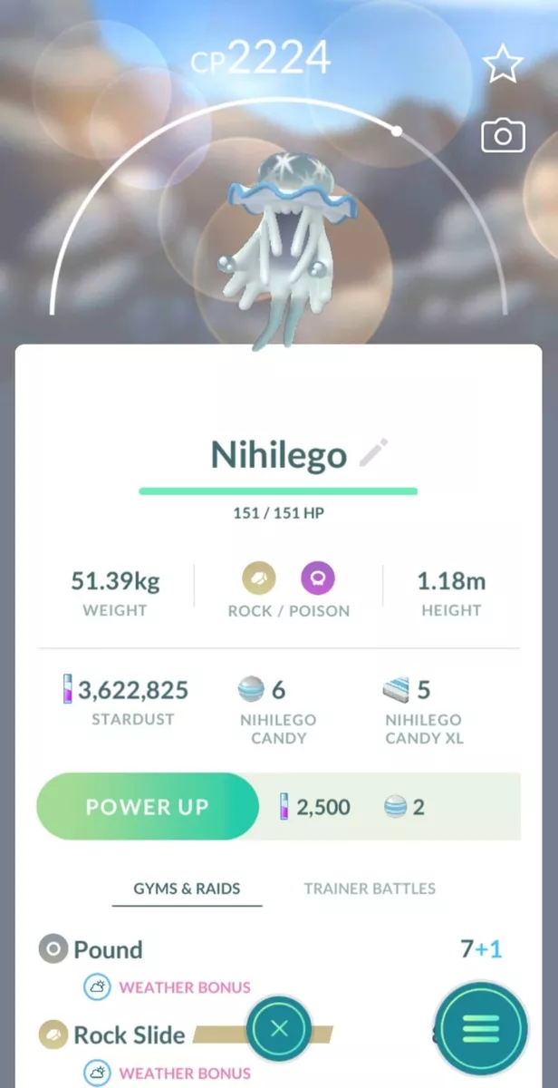 Pokémon Go Ultra Beast Nihilego for PvP Ultra league or Master league