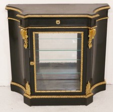 Meuble d'Appui Formant Vitrine En Bois Noir Et Bronze Doré, Napoléon III 
