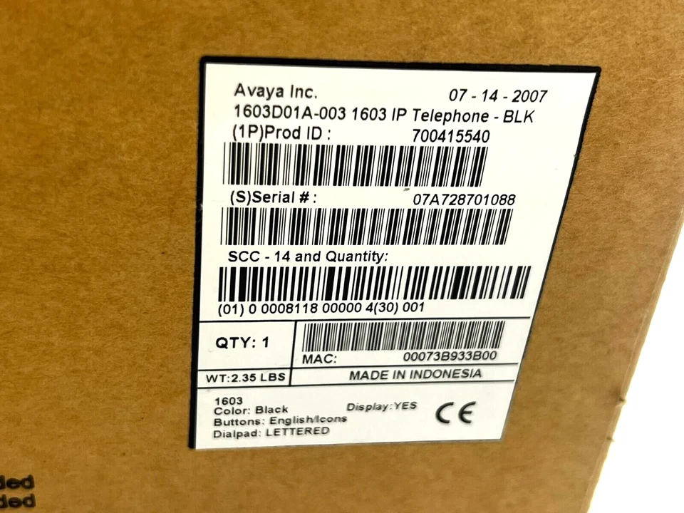 New Sealed Avaya 1603 Black W/ Display Product ID: 700415540 - Image 3 of 3