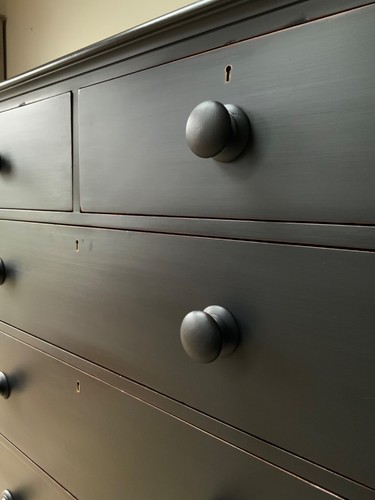Restored Large Antique Victorian Mahogany Painted Black Chest Of Drawers Storage - Picture 8 of 10
