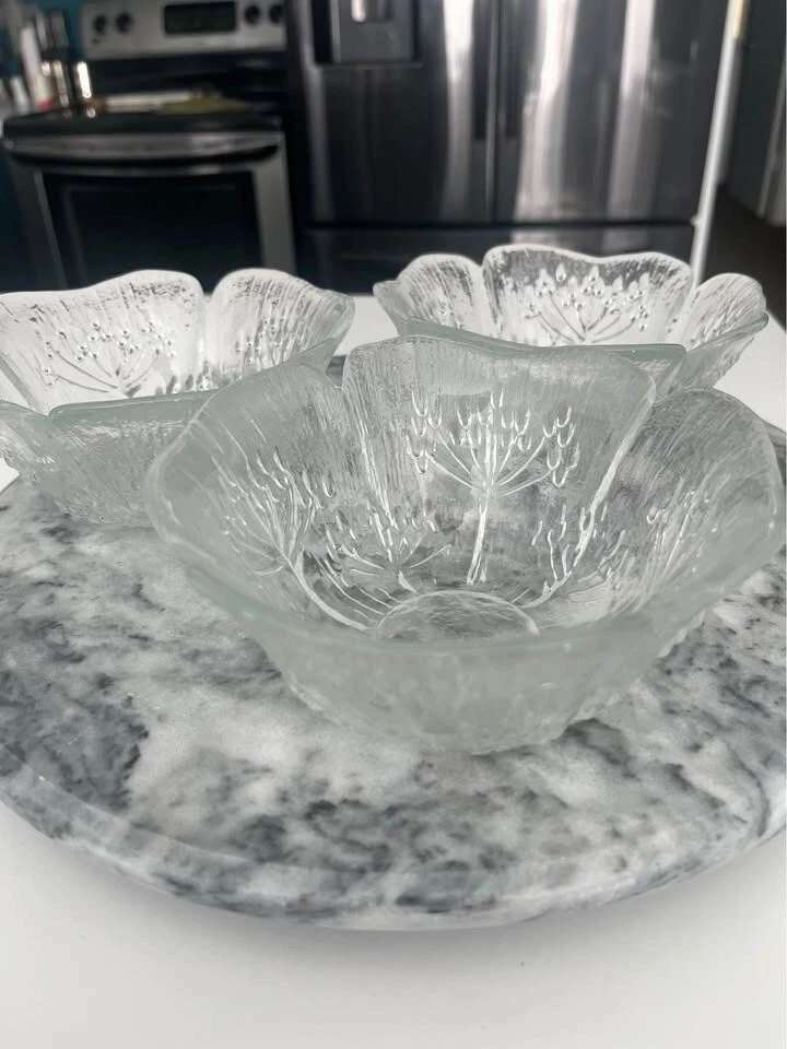 Juego De Colección De 3 Cuencos De Vidrio Dansk Lasisepat Mantsalan Vaca Perejil Patrón Italia Foto 4 de 4