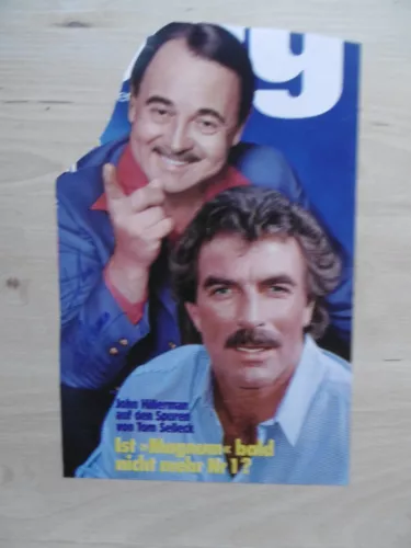 John Hillerman ""Magnum"" Autograph Signed 16x25cm Magazine Picture
