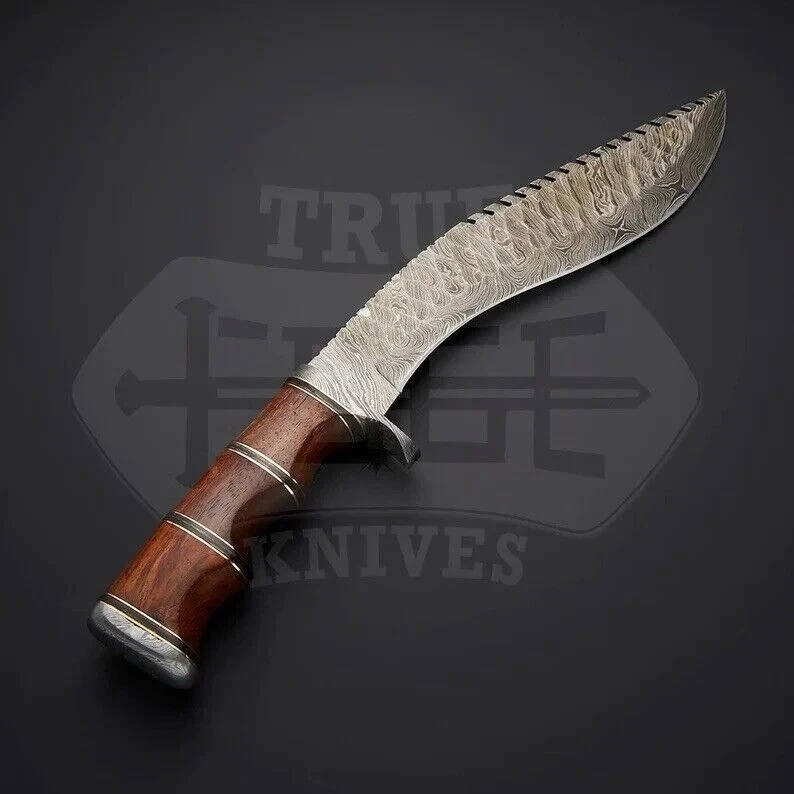 Cuchillo de caza BOWIE 16" FULL TANG DAMASCUS hoja fija GURKHA KUKRI Foto 3 de 4