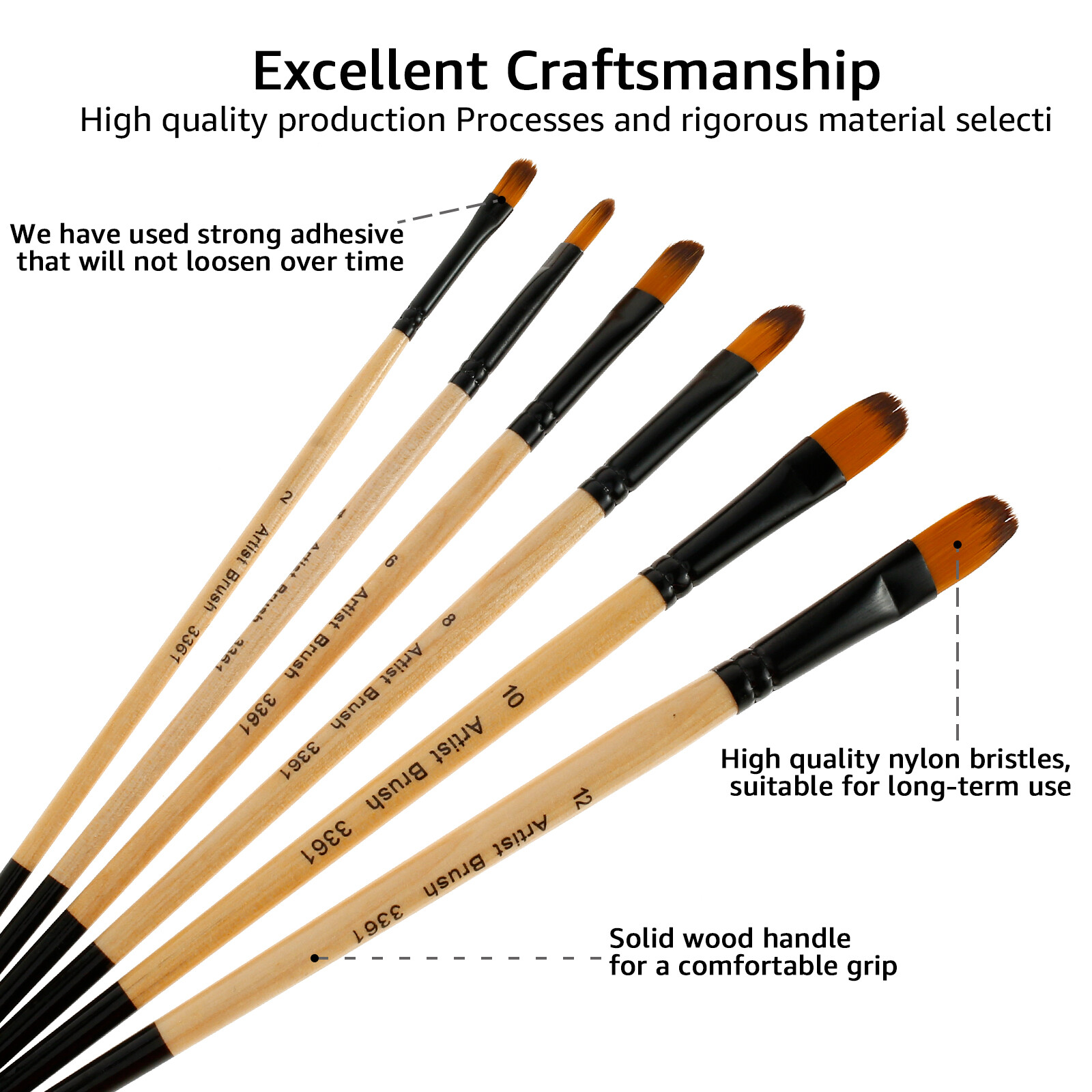 32Pcs Paint Brush Set Artist Paint Brushes Soft Nylon Bristles Paint
