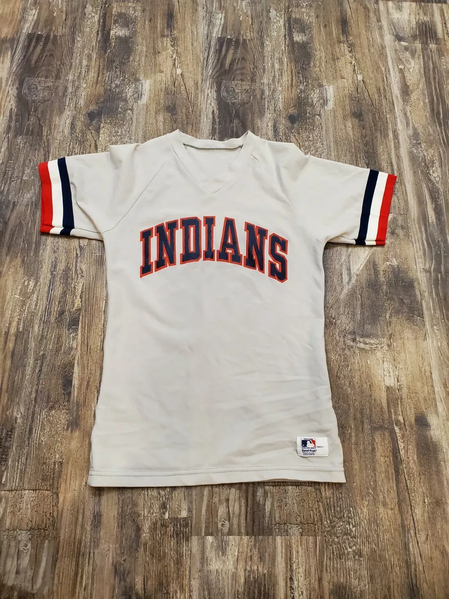 VINTAGE 1970's 1980's Sand Knit Cleveland Indians Baseball Jersey Sz Small  EUC