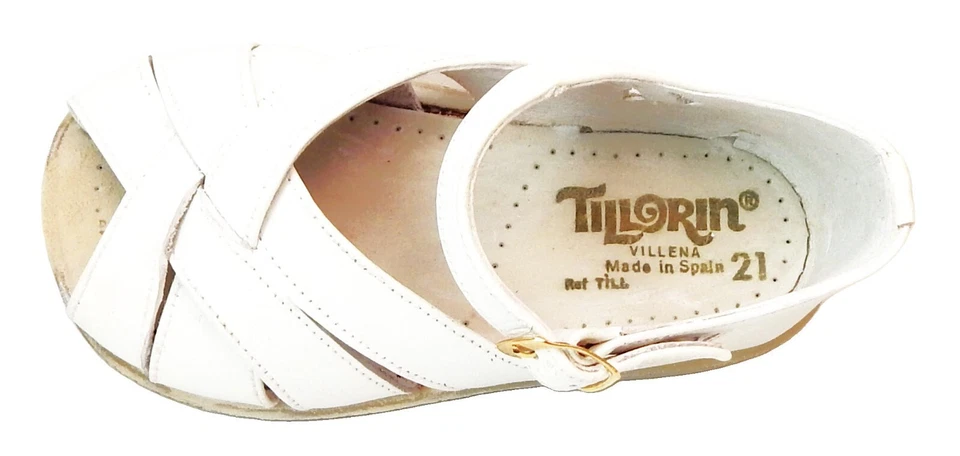 DE OSU - Sandalias Europeas 21 - Bebé Niña Cuero Blanco -Vintage -España -Talla 5 Foto 4 de 4