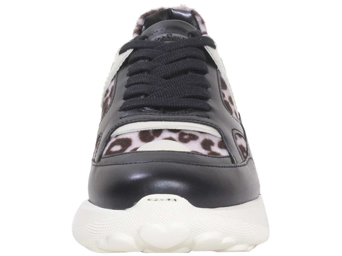 Love Moschino Women's Faux Fur Lace-Up Sneaker Shoes Off