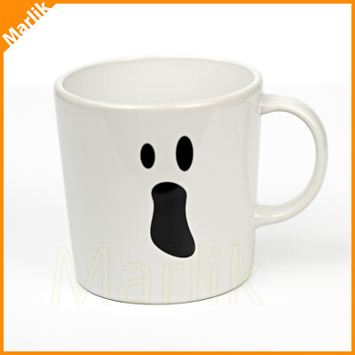 IKEA Kustfyr Mug White 10 OZ Halloween Ghost Spooky Decor, Stoneware, NEW