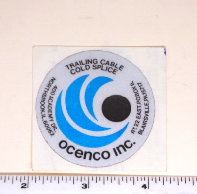 Coal Mining Sticker Ocenco Inc Trailing Cable Cold Splice Blairsville PA IL