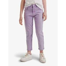 Justice Mini Mom Jeans Girls Purple Cotton Pull-On Pockets Belt Loops Size 7
