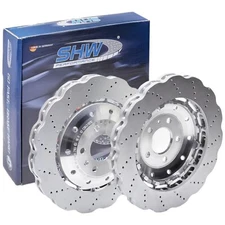 SHW Performance Front Drilled Brake Discs 365x34mm X2 Wavy For Audi RS4 RS5 B8