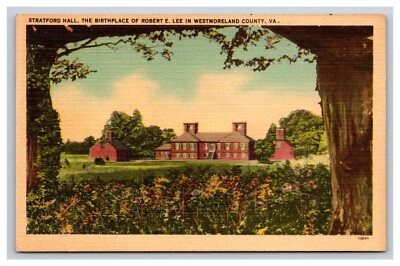 Stratford Hall, Westmoreland County Virginia VA Postcard 16235