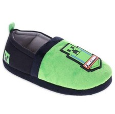 Boys Girls MINECRAFT Creeper Green A-Line Slippers Size 4/5 plush NWT