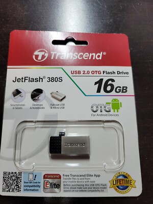 16GB Transcend Jetflash 380S OTG USB2.0 Flash Drive - Silver Edition