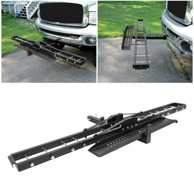 500LB Motorcycle Scooter Carrier Hitch Mount Hauler Rack Steel Loading Ramp