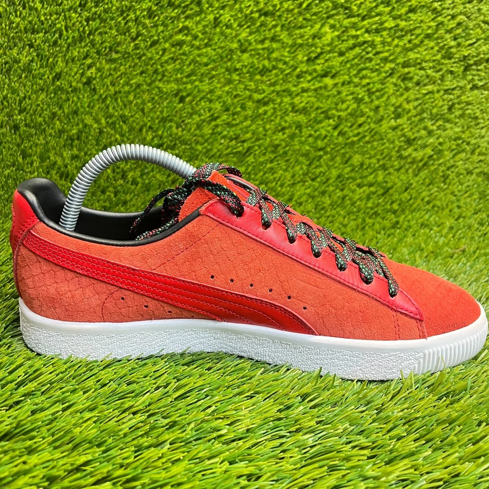 Puma Clyde GCC Snakeskin Womens Size 9.5 Orange Red Walking Shoes Sneakers - Image 4 of 4
