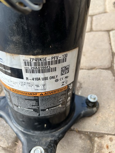 COPELAND SCROLL COMPRESSOR model   ZP49K5E - PFV-130 year 2020- 220v single ph